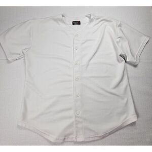 Youngla Baseball Jersey Men's Size‎ XL Short Sleeve Button Up White READ